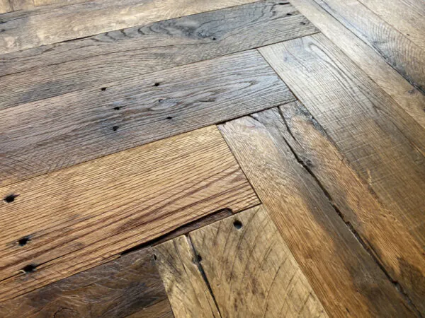 Reclaimed Industrial Hardwood Herringbone Flooring | Unique Vintage Engineered Wood - Image 2