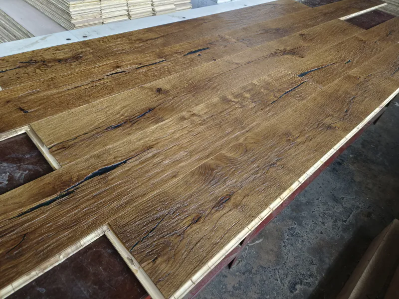 Antique Axe Split Smoked Oak Flooring | Handcrafted Engineered European Oak