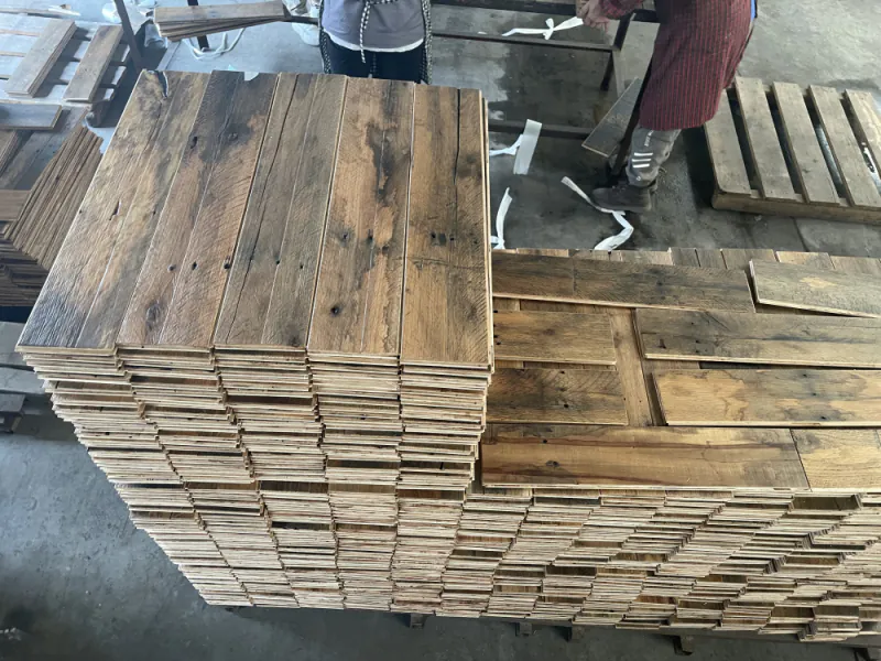 Reclaimed Industrial Hardwood Herringbone Flooring | Unique Vintage Engineered Wood - Image 4