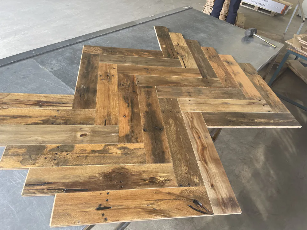 Reclaimed Industrial Hardwood Herringbone Flooring | Unique Vintage Engineered Wood