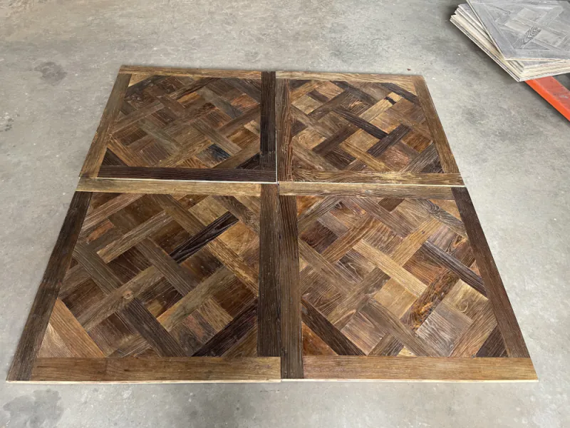 Reclaimed Elm Versailles Flooring | Handcrafted Engineered Hardwood Panels - Image 2