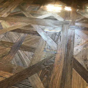 Reclaimed Elm Versailles Flooring | Handcrafted Engineered Hardwood Panels