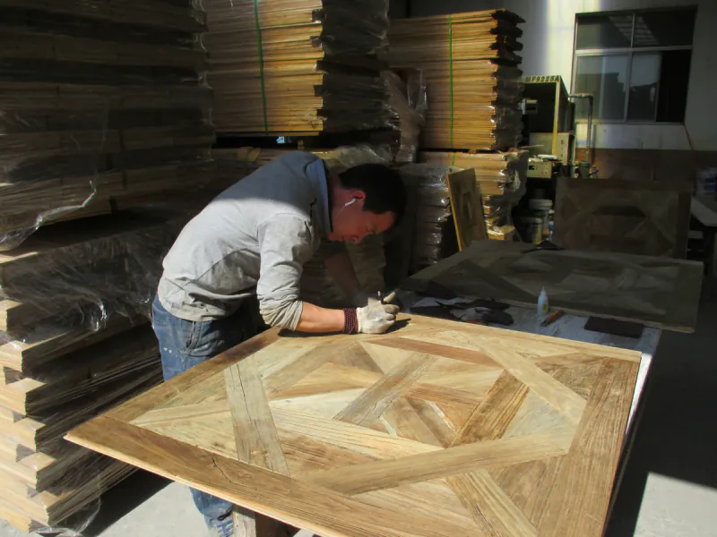 Reclaimed Elm Versailles Flooring | Handcrafted Engineered Hardwood Panels - Image 5