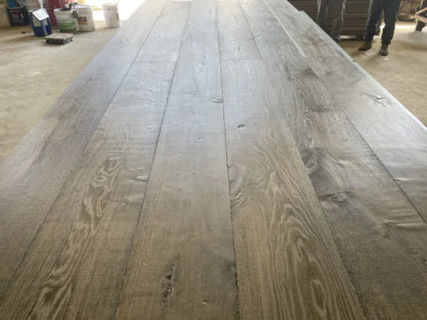 Dark Reactive Stain Shrunk Face Oak Flooring | Handcrafted Antique Finish