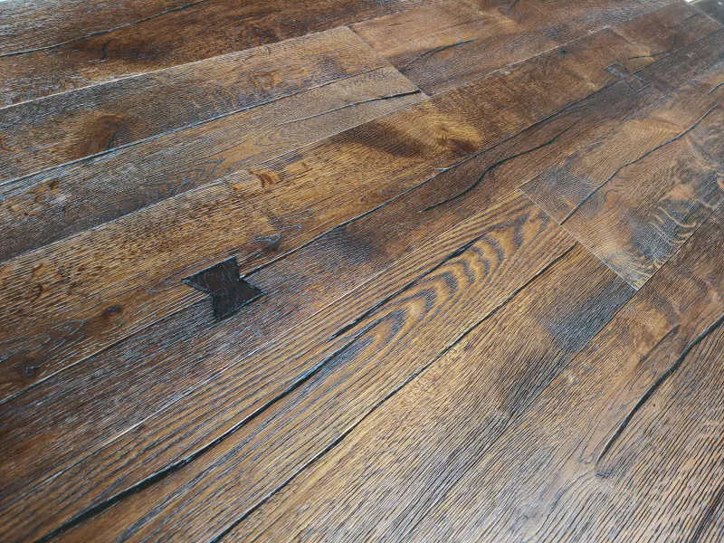 Smoked Rustic Oak Flooring with Bowtie Inlay | EF Grade European Oak - Image 2