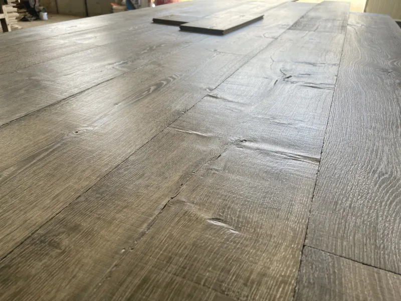 Dark Reactive Stain Shrunk Face Oak Flooring | Handcrafted Antique Finish - Image 3