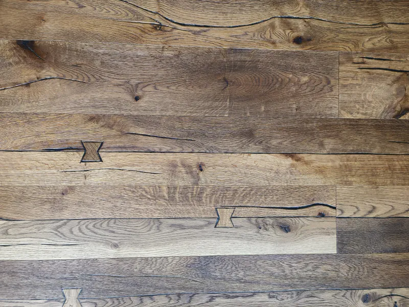 Smoked Rustic Oak Flooring with Bowtie Inlay | EF Grade European Oak - Image 3