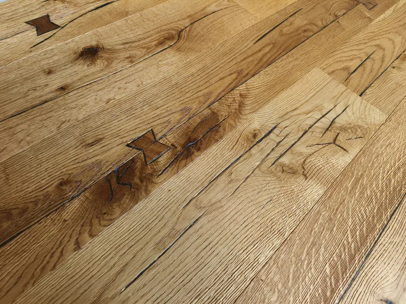 Natural Rustic Oak Flooring with Bowtie Inlay | EF Grade Antique Oak - Image 2