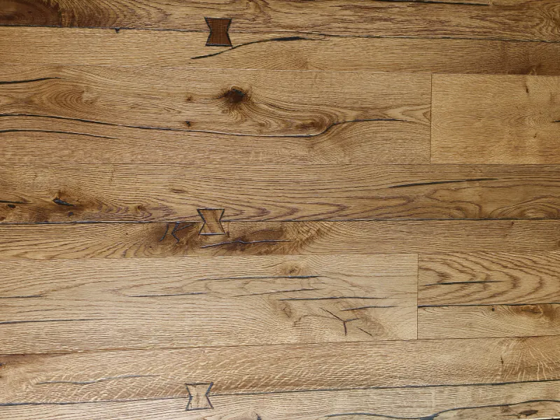 Natural Rustic Oak Flooring with Bowtie Inlay | EF Grade Antique Oak