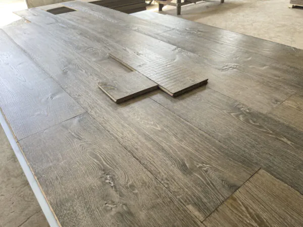 Dark Reactive Stain Shrunk Face Oak Flooring | Handcrafted Antique Finish - Image 4