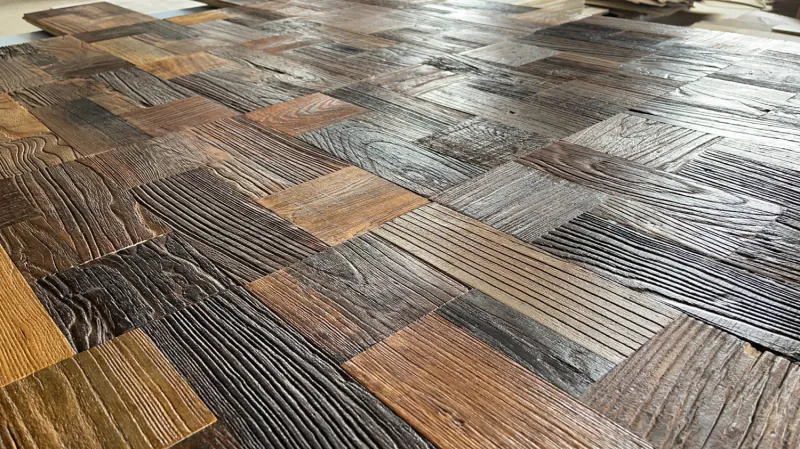 Reclaimed Elm Block Engineered Flooring | Eco-Friendly Antique Wood Planks - Image 2