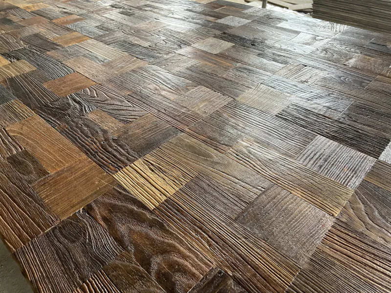 Reclaimed Elm Block Engineered Flooring | Eco-Friendly Antique Wood Planks - Image 3