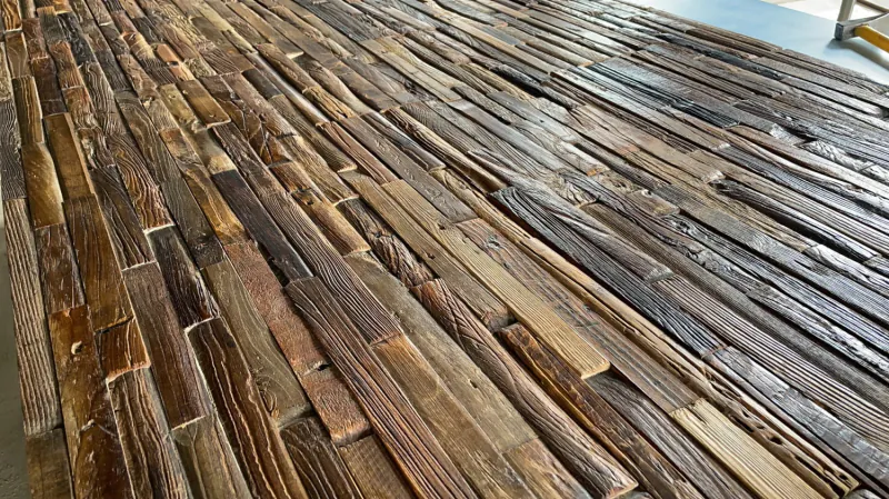 Solid Reclaimed Elm Strip Wall Panels | Sustainable Vintage Wood Walling - Image 3